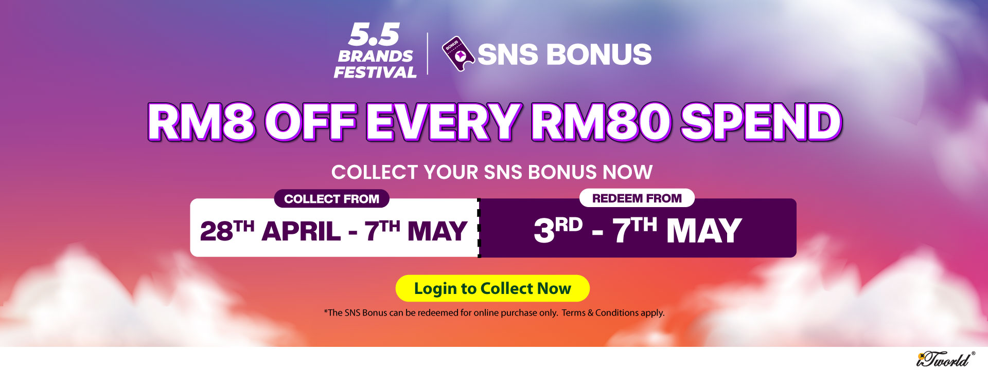 Collect SNS Bonus and save more on 5.5 Brands Festival