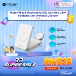 Mazer MagFold05/Qi2 Certified 23W Foldable 3in1 Wireless Charger - White 8881304544818