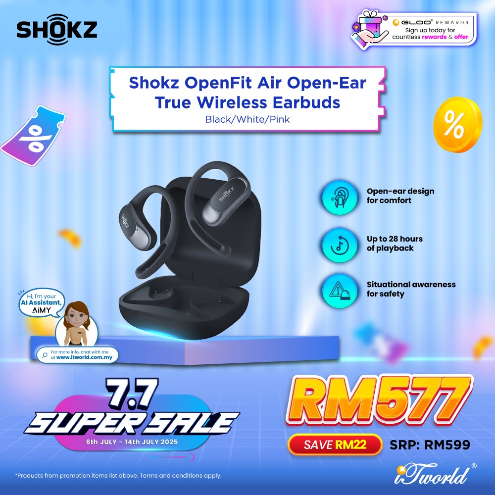 Shokz OpenFit Air Open-Ear True Wireless Earbuds - Black T511-ST-BK 810092678663