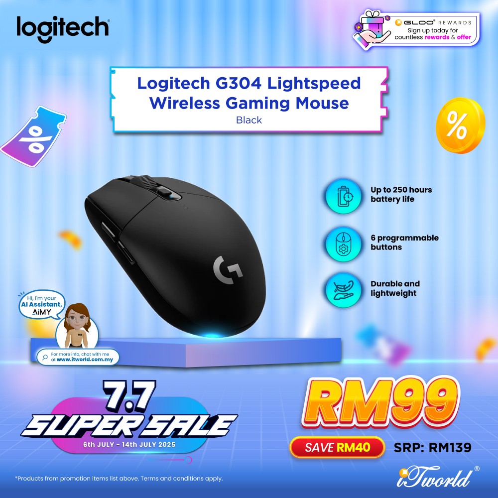 Logitech G304 Lightspeed Wireless Gaming Mouse - black 910-005284