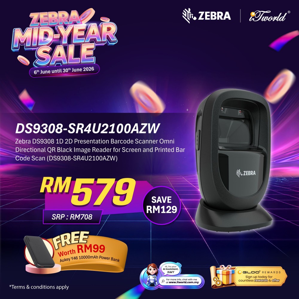 Zebra DS9308 1D 2D Presentation Barcode Scanner Omni Directional QR Black Image Reader for Screen and Printed Bar Code Scan (DS9308-SR4U2100AZW)
