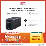 APC Easy UPS BVX 1200VA, 230V, AVR, Universal Sockets BVX1200LI-MS - Black