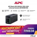APC Back-UPS 1600VA, 230V, AVR, Universal Sockets BX1600MI-MS - Black