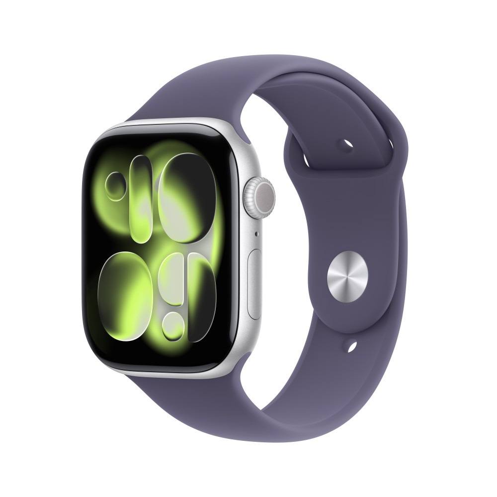 Apple Watch Series 11  GPS  46mm  Silver Aluminium Case with Purple Fog Sport Band - S/M MEV94X/A