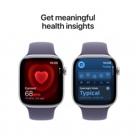 Apple Watch Series 11  GPS  46mm  Silver Aluminium Case with Purple Fog Sport Band - S/M MEV94X/A