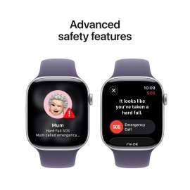 Apple Watch Series 11  GPS  46mm  Silver Aluminium Case with Purple Fog Sport Band - S/M MEV94X/A
