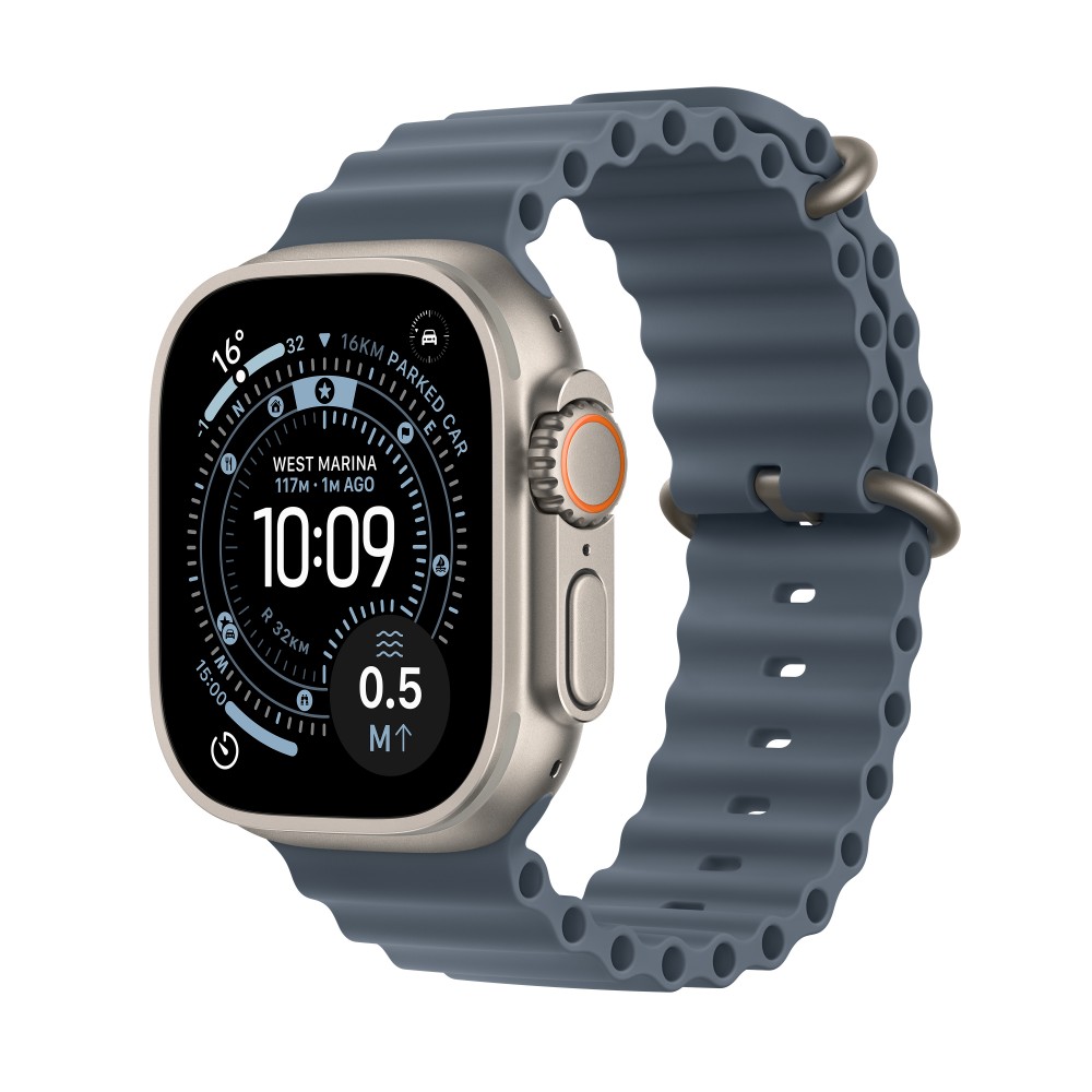 Apple Watch Ultra 3  GPS + Cellular  49mm  Natural Titanium Case with Anchor Blue Ocean Band MEWH4X/A