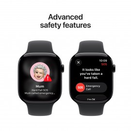 Apple Watch Series 11  GPS + Cellular 46mm  Jet Black Aluminium Case with Black Sport Band - S/M MFC24X/A