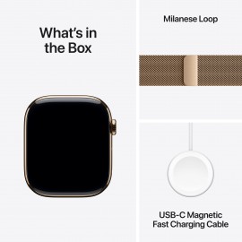 Apple Watch Series 11  GPS + Cellular 46mm  Gold Titanium Case with Gold Milanese Loop - S/M MFD74X/A