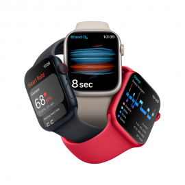 Apple Watch Series 8 GPS + Cellular, 41mm Silver Stainless Steel Case with White Sport Band