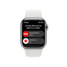 Apple Watch Series 8 GPS + Cellular, 41mm Silver Stainless Steel Case with White Sport Band