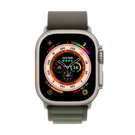 Apple Watch Ultra GPS + Cellular, 49mm Titanium Case with Green Alpine Loop -Medium