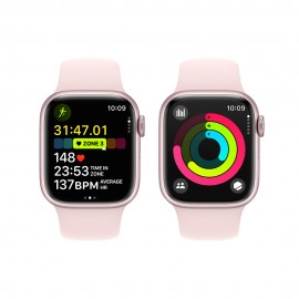 Apple Watch Series 9 GPS 41mm Pink Aluminium Case with Light Pink Sport Band - S/M