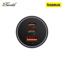 Baseus Golden Contactor Pro Triple Fast Charge Car Charger 65W A+2C - Dark Gray 6932172610289