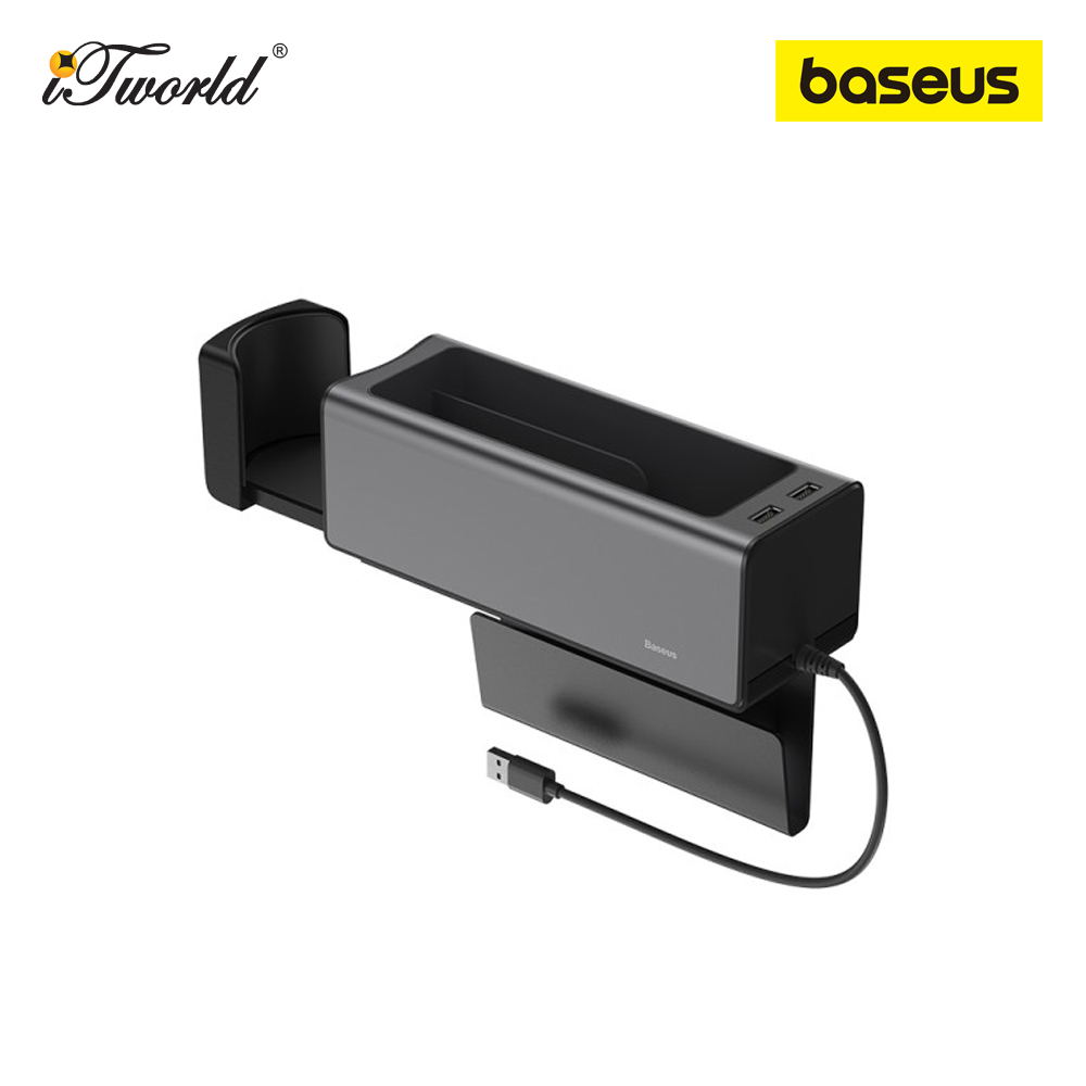 Baseus Deluxe Metal Armrest Console Organizer (Dual USB Power Supply) - Black 6953156223776