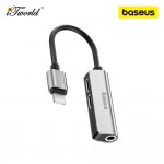 Baseus 3-in-1 iP Male to Dual iP & 3.5mm Female Adapter L52 - Silver 6953156288461