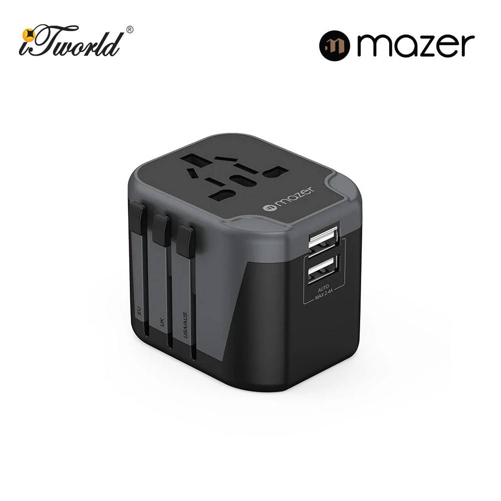 Mazer IFTravel120 Infinite 2 USB-A World Travel Charger - Grey 8881304544108