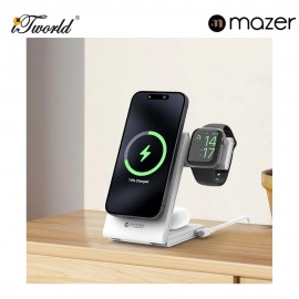 Mazer MagFold02/Qi2 Certified 20W Foldable 3in1 Wireless charger - White 8881304544795