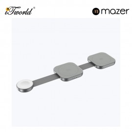 Mazer MagTrifold03 Qi2 Certified 15W 3-in-1 Foldable Wireless Travel Charger - Grey 8881304545181