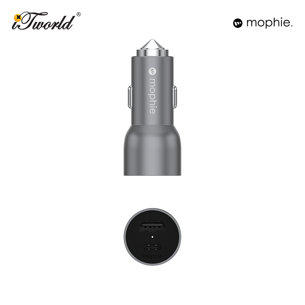 Mophie Car Charger USB-C & USB-A 37W - Space Grey 840056174597