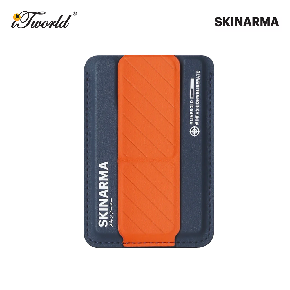 SKINARMA Kado Mag-Charge Card Holder with Grip Stand - Navy 8886461243109