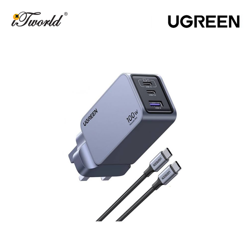 UGREEN NEXODE PRO 100W 2C1A GAN FAST CHARGER+USB-C TO USB-C CABLE 100W 1.5M UG-X757-25875