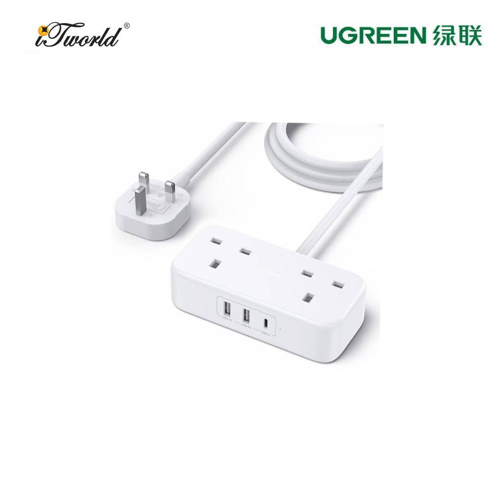 UGREEN DIGINEST POWER STRIP 2 AC OUTLETS + 30W 2A1C (WHITE) UG-CD280-50686