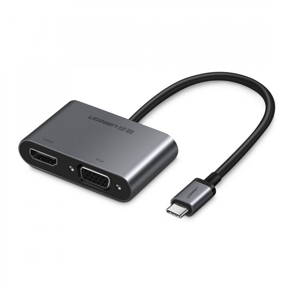 UGREEN USB-C to HDMI+VGA Converter-Gray with PD-50505