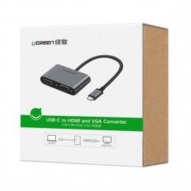 UGREEN USB-C to HDMI+VGA Converter-Gray with PD-50505