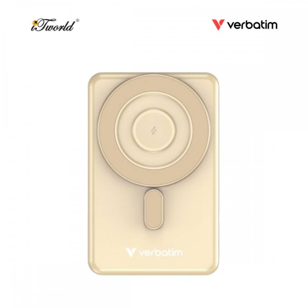 VERBATIM Charge 'n' Go 10,000mAh 5-in-1 Magnetic Wireless Charger with Stand (Type C x2) (GOLD) 32271