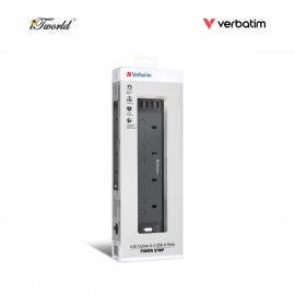 Verbatim Power Strip 4 Outlets with 4 USB 1.8m - Black (Max Output: 3250W) 66685 4895117966853