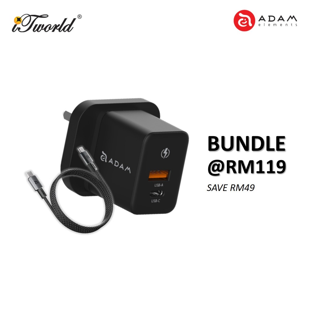 ADAM elements OMNIA X35A GaN 35W Dual Port Compact Wall Charger (Black) 840741114358