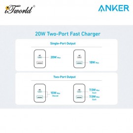 Anker A2348 20W Wall Charger (2 Ports) - Black
