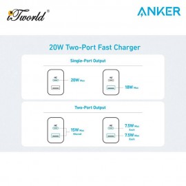 Anker A2348 20W Wall Charger (2 Ports) - Black
