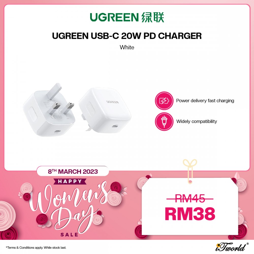 UGREEN USB-C 20W PD CHARGER, UK WHITE 60451