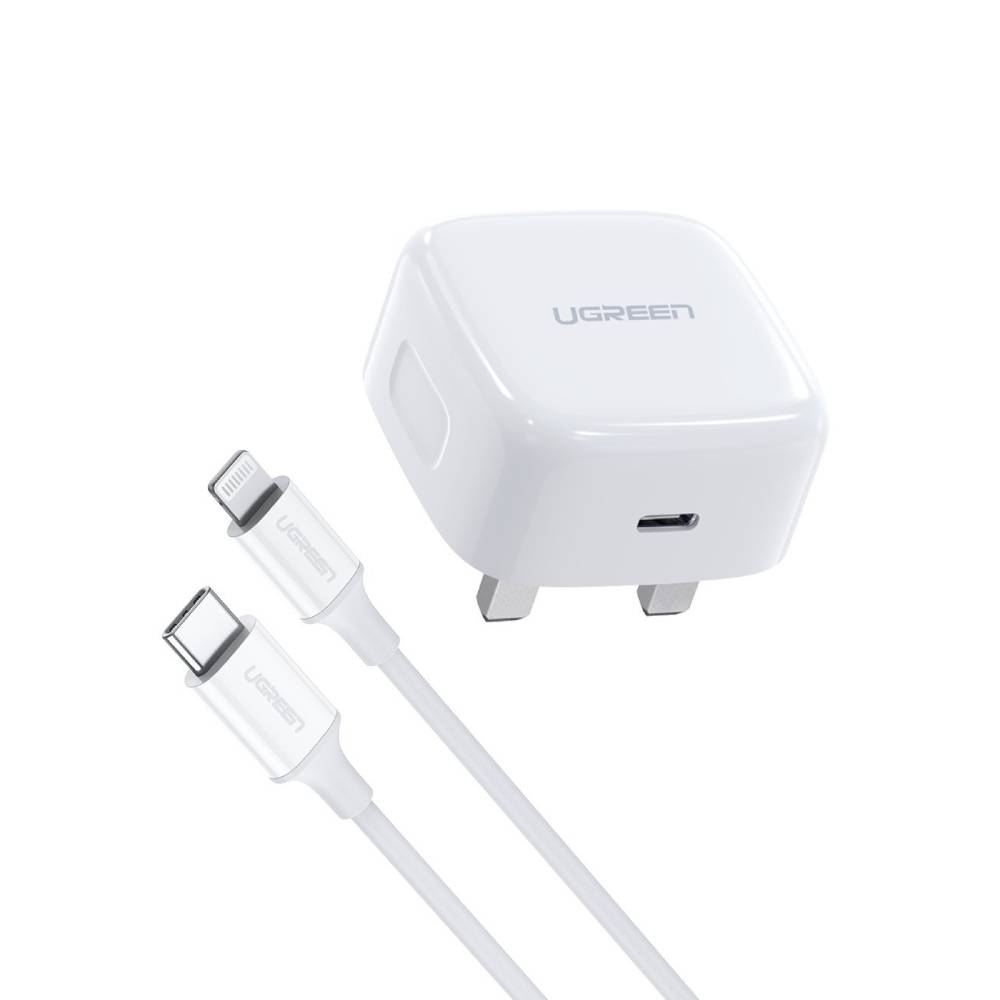 iPhone Fast Charger Kit - 20W PD Adapter & 1m USB-C to Lightning