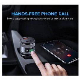 UGREEN Bluetooth FM Transmitter for Car Quick Charge 3.0 + FM + Bluetooth 4.2 (Black/Gray)-60283
