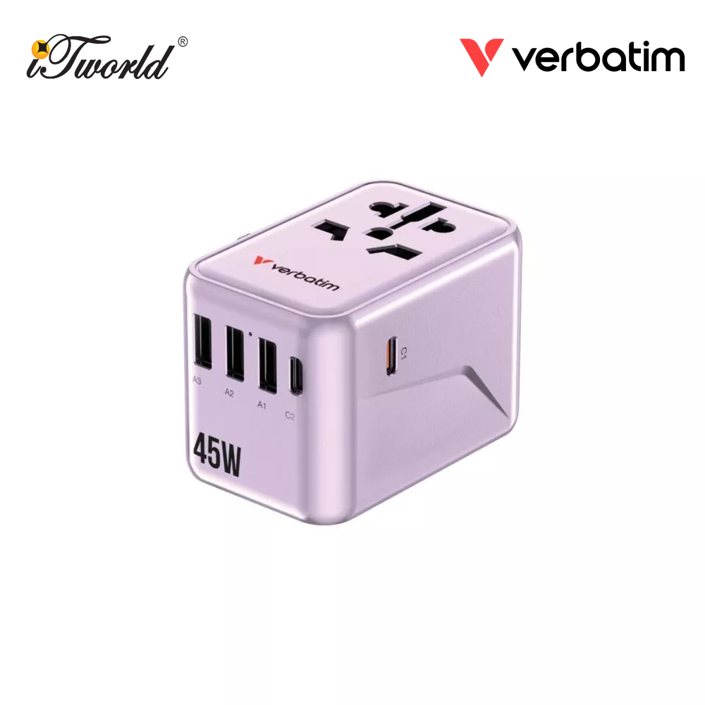 Verbatim UTA-08 45W Travel Adapter - Purple 023942301738