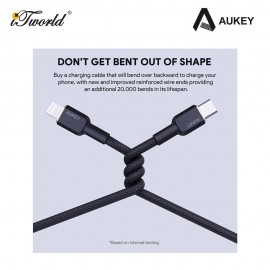 AUKEY Circlet CL Aramid Fiber Core USB C to Lightning Cable 1M CB-KCL1-BK 689323785179