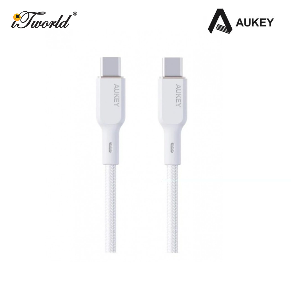 AUKEY Circlet Blink 100W Aramid Fiber Core USB C to C Cable 1M CB-KCC101-WH 689323785315