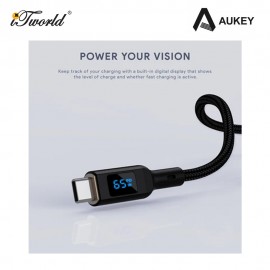 AUKEY Circlet Blink 100W Nylon Braided USB-C to C Cable with LCD Display 1M CB-MCC101-WH