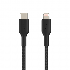 Belkin BOOST CHARGE Braided USB-C to Lightning Cable 1M - Black CAA004bt1MBK