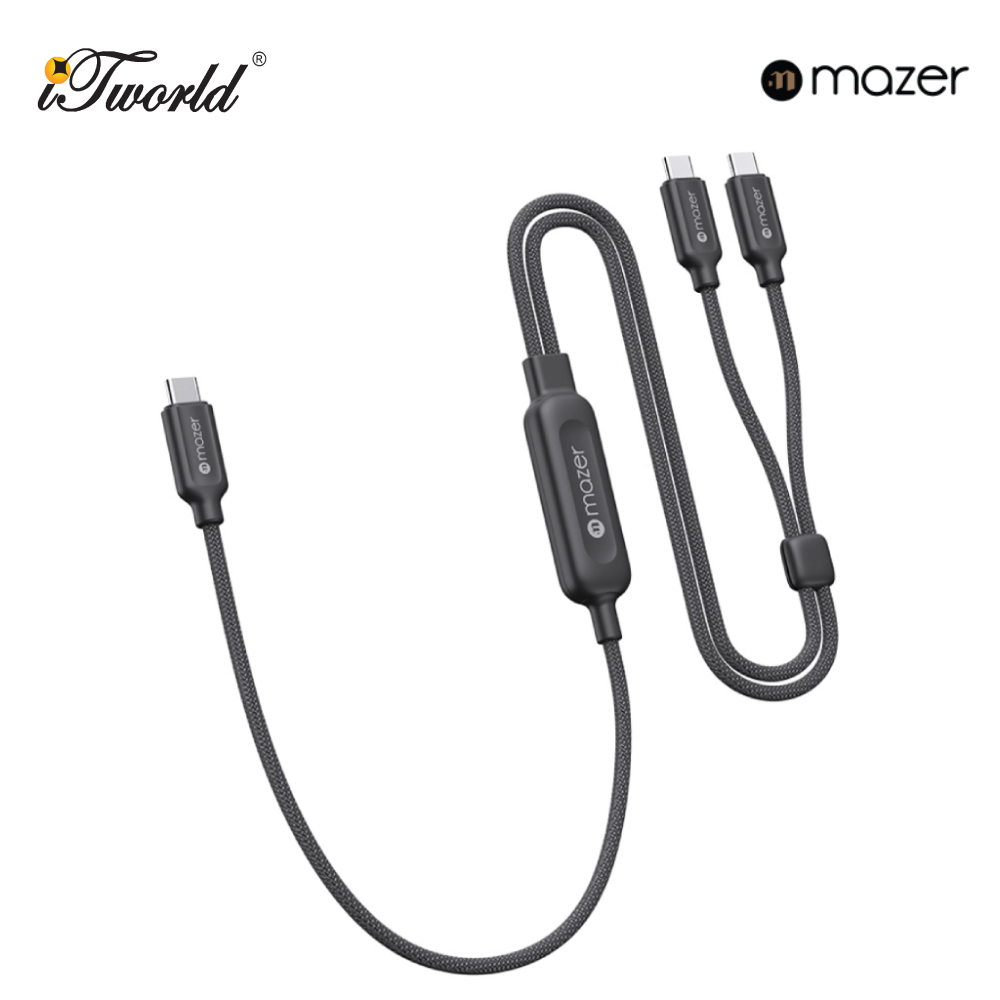 Mazer InfiniteLINK Scorpion-C140 140W 2-in-1 USB-C Charging Cable - Black 8881304545907