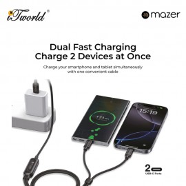 Mazer InfiniteLINK Scorpion-C140 140W 2-in-1 USB-C Charging Cable - Black 8881304545907