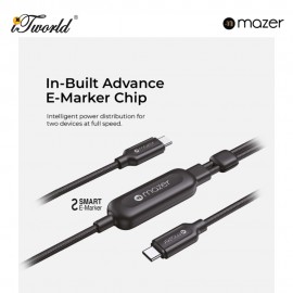 Mazer InfiniteLINK Scorpion-C140 140W 2-in-1 USB-C Charging Cable - Black 8881304545907
