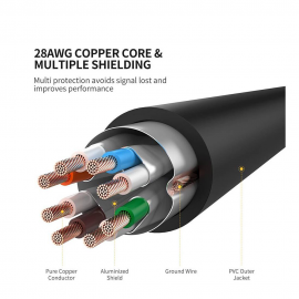 UGREEN cat 7 STP lan cable Black color 1M - 11268