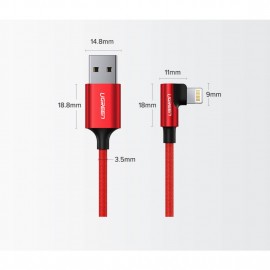 UGREEN Lightning To USB 2.0 Cable(90 ANGLE) Red 1M-60555