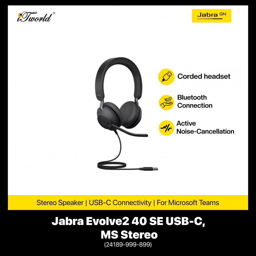 Jabra Evolve2 40 SE, USB-C, MS Stereo