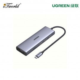 UGREEN USB-C 10IN1 DOCKING TO 3*USB-A 3.0+HDMI+VGA+RJ45 GIGABIT+SD/TF+AUX3.5MM+PD100W UG-CM498-15601