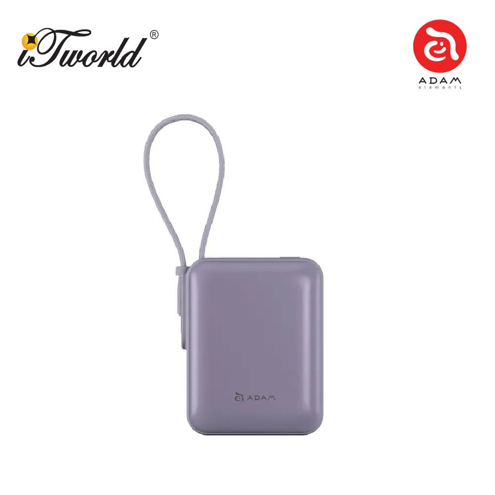 (3C Certified) ADAM elements VIONTA Q Ultra-Compact Power Bank with Built-in Cable 10000mAh-Purple APBADVTQPP 840741118219